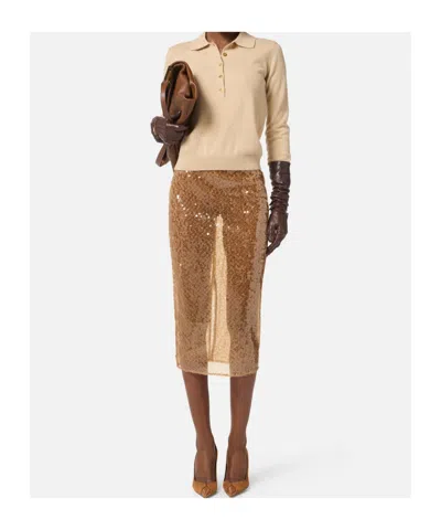Elisabetta Franchi Midirock Mit Pailletten In Brown