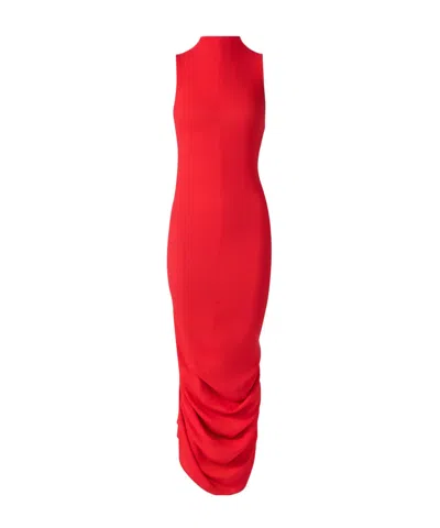 Jacquemus Red High Neck Sleeveless Midi Dress In Red