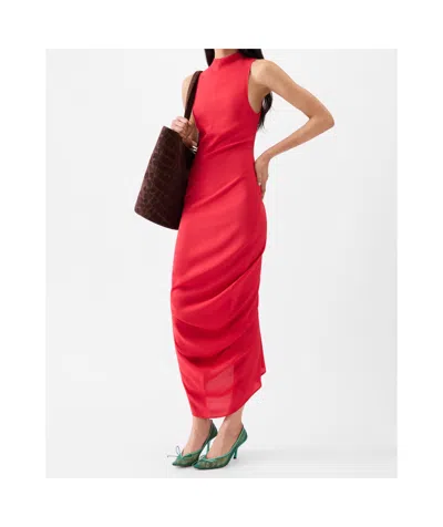 Jacquemus Red High Neck Sleeveless Midi Dress In Red