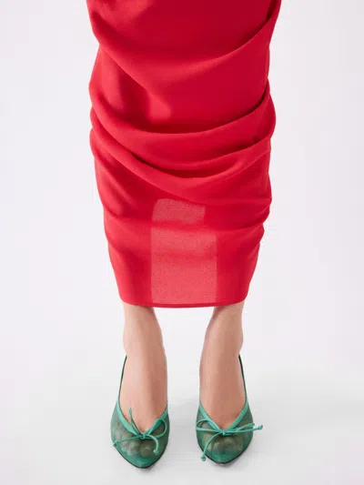Jacquemus Red High Neck Sleeveless Midi Dress In Red