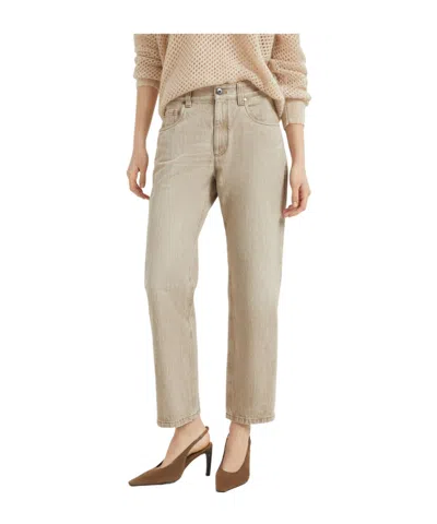 Brunello Cucinelli Belt Loop Denim Trousers In Brown