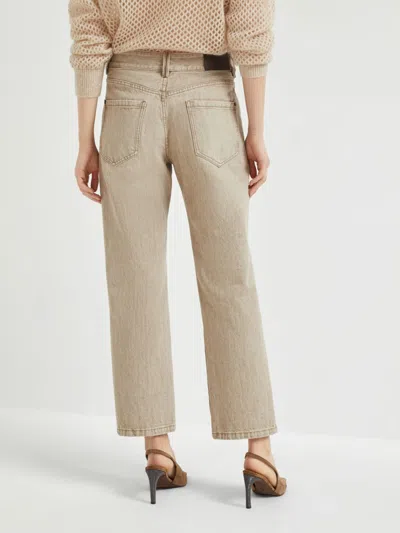 Brunello Cucinelli Belt Loop Denim Trousers In Brown