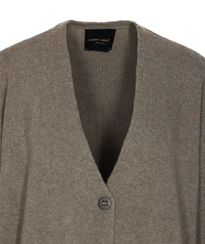 Roberto Collina Knitwear Cardigan With Front Pockets And V-neckline In Gray