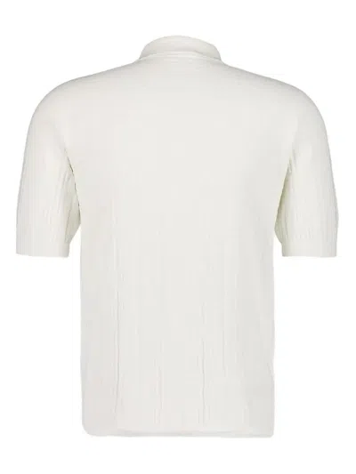 Balmain Pb Labyrinth Knit Polo Shirt In White