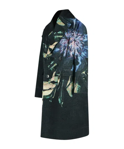 Dries Van Noten Embroidery Polyester Blend Coat In Black