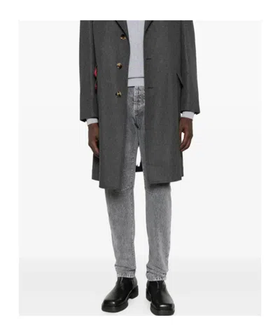 Brunello Cucinelli Straight Leg Jeans With Faded Effect And Five-pocket Design In Gray