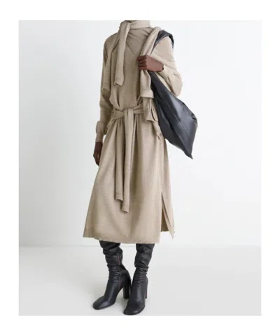 Lemaire Merino Blend Midi Dress With Turtleneck In Brown
