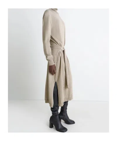 Lemaire Merino Blend Midi Dress With Turtleneck In Brown