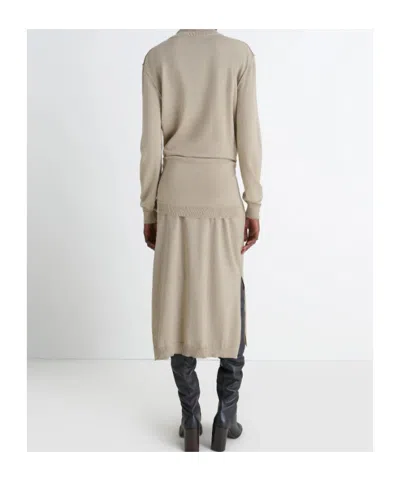 Lemaire Merino Blend Midi Dress With Turtleneck In Brown
