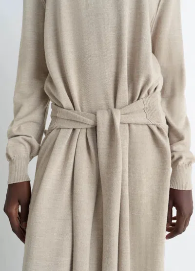 Lemaire Merino Blend Midi Dress With Turtleneck In Brown