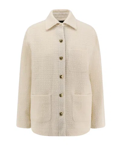 Pinko Textured White Jacket With Boxy Silhouette In Brown