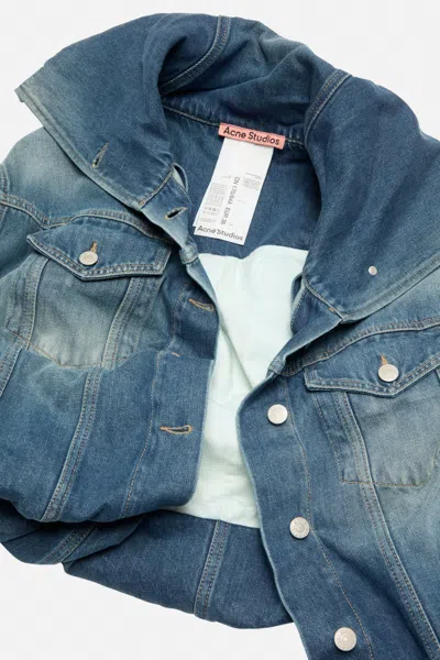 Acne Studios Faded Crumpled Denim Jacket Women In Blue