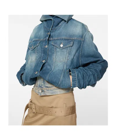 Acne Studios Faded Crumpled Denim Jacket Women In Blue