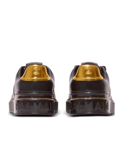 Balmain Sneakers 'court' Gold-tone Detail In Brown