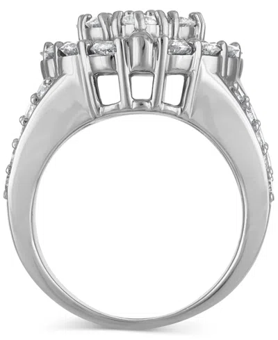 Macy's Diamond Halo Cluster Oval Ring (4 Ct. T.w.) In 14k White Gold In Silver