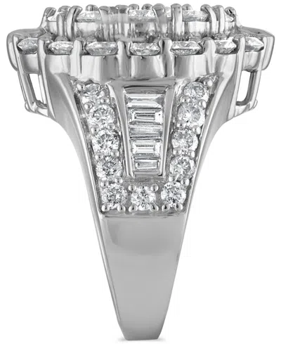 Macy's Diamond Halo Cluster Oval Ring (4 Ct. T.w.) In 14k White Gold In Silver