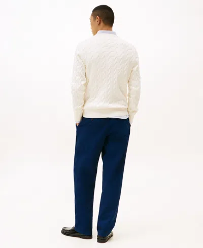 Tommy Hilfiger Cable Knit Crewneck Sweater In White