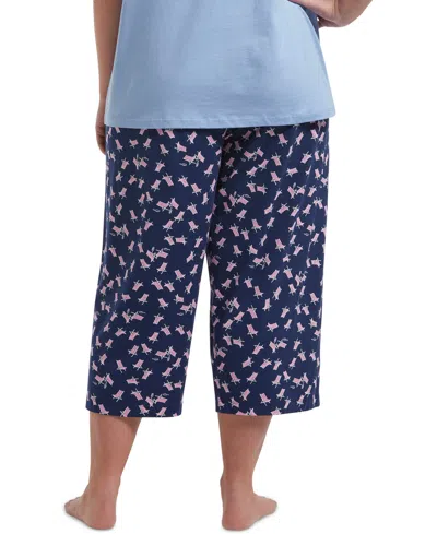 Hue Womens Plus Size Sleepwell Printed Knit Capri Pajama Pant Made With Temperature Regulating Technolog In Blue