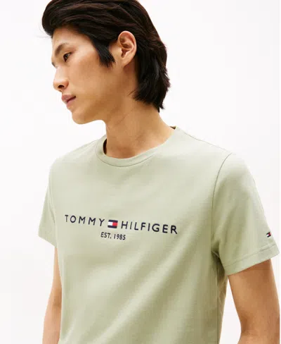 Tommy Hilfiger Men's Embroidered Logo Slim-fit Crewneck T-shirt In Green