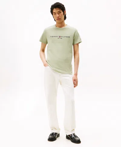 Tommy Hilfiger Men's Embroidered Logo Slim-fit Crewneck T-shirt In Green