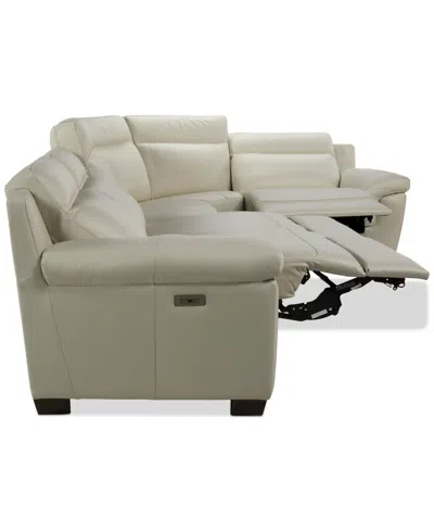 Macy's Julius Ii 5-pc. Leather L Sectional With 3 Power Recliners,  Exclusive In Gray