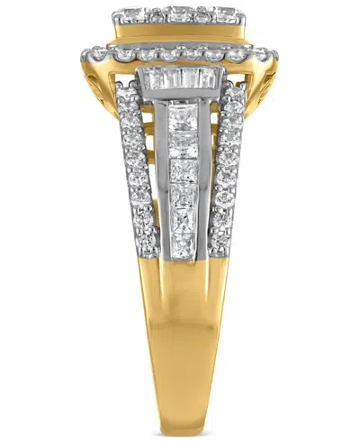 Macy's Diamond Emerald Shaped Halo Cluster Engagement Ring (1-1/2 Ct. T.w.) In 14k Two-tone Gold In Gold