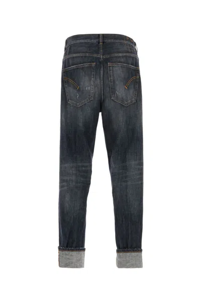 Dondup Distressed Trousers Five-pocket Rolled Cuffs In Black