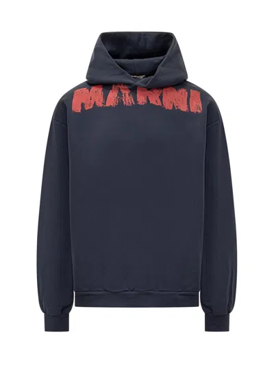 Marni Sweatshirt With Maxi Logo Print In Blue