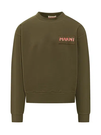 Marni Logo-print Sweatshirt In Brown