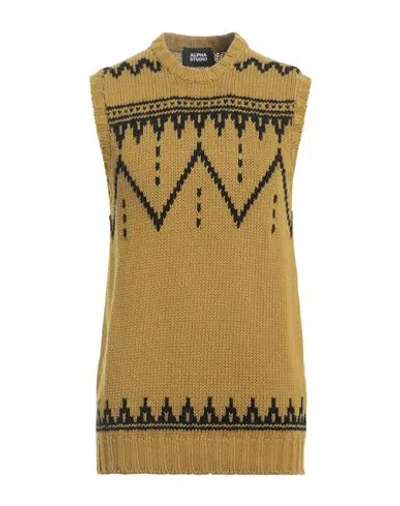 Alpha Studio Man Sweater Military Green Size 40 Synthetic Fibers, Wool, Cashmere, Alpaca Wool In Green