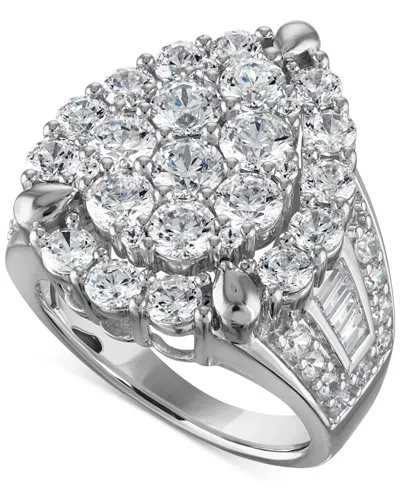 Macy's Diamond Halo Cluster Pear Ring (4 Ct. T.w.) In 14k White Gold In Silver