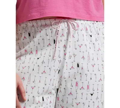 Hue Womens Plus Size Sleepwell Printed Knit Capri Pajama Pant Made With Temperature Regulating Technolog In White