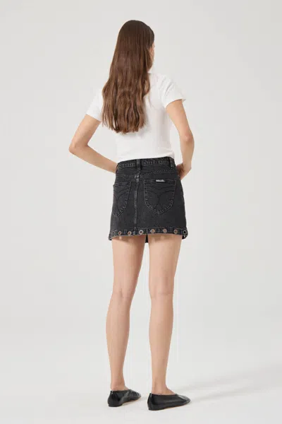 Rolla's High Line Mini Skirt In Black Sand Eyelet