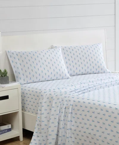 Nautica Nantucket Lobster Blue Full Sheet Set In White