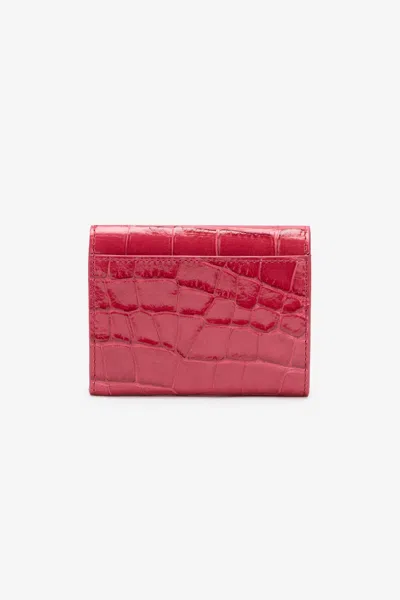 Roberto Cavalli Crocodile-effect Square Card Holder In Red