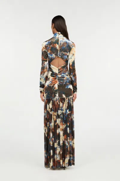 Roberto Cavalli Rusty Stain Print Dress Maxi In Multi