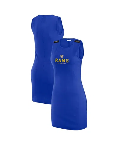 Wear By Erin Andrews X Gracie Women's Hunt Royal Los Angeles Rams Ribbed Tank Dress In Blue