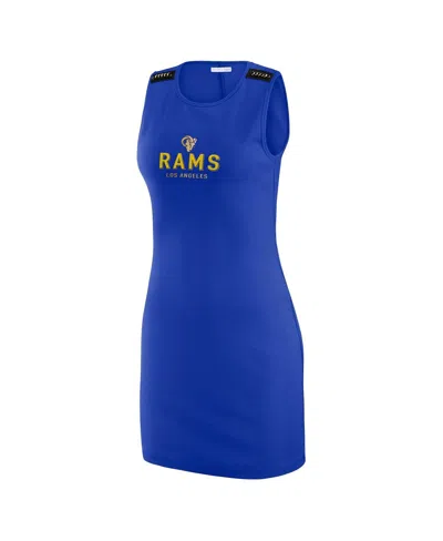 Wear By Erin Andrews X Gracie Women's Hunt Royal Los Angeles Rams Ribbed Tank Dress In Blue
