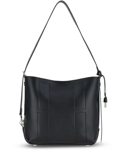 Hogan Hocket Small Leather Hobo Bag In Black