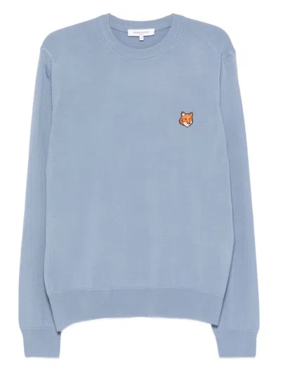 Maison Kitsuné Fox Head-patch Sweatshirt In Blue