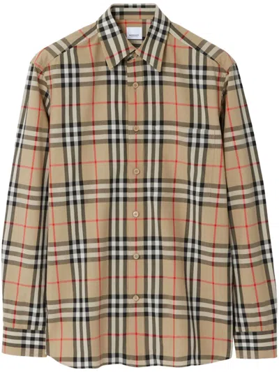 Burberry Check Cotton Shirt In Multi