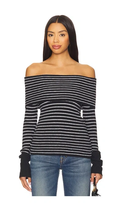 Free People Evergreen Sweater Black And White Comb In Multi