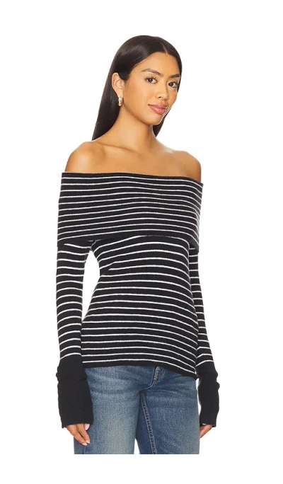 Free People Evergreen Sweater Black And White Comb In Multi