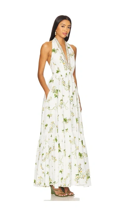 Camilla Ruffle Hem Halter Dress In White