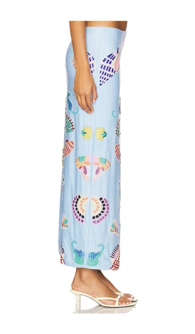 Oceanus Shell Hand Beaded Skirt In Blue