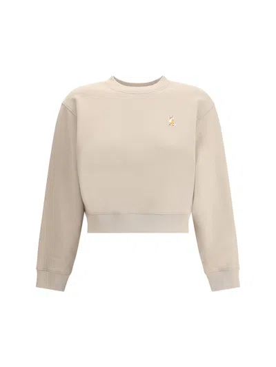 Maison Kitsuné Knitwear With Ribbed Cuffs And Crew Neck In Neutral