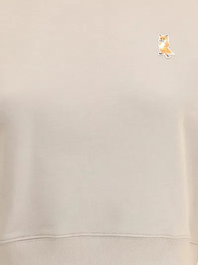 Maison Kitsuné Knitwear With Ribbed Cuffs And Crew Neck In Neutral