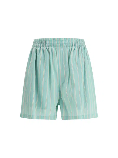 Balenciaga Striped Shorts In Green
