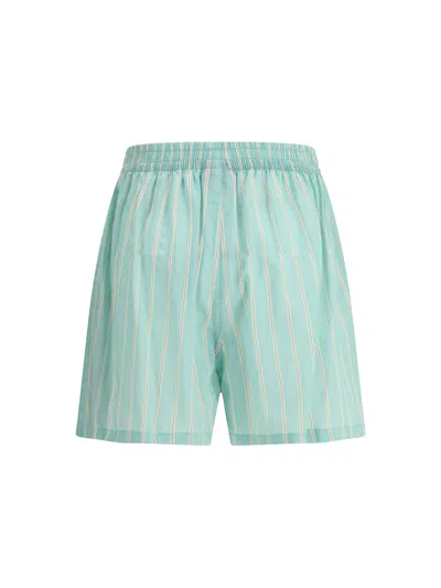 Balenciaga Striped Shorts In Green