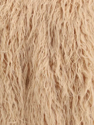 Forte Forte Short Kimono-inspired Jacket In Eco-friendly Mongolian Faux Fur In Gold